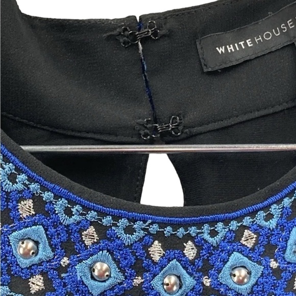 White House Black Market Beaded Detailed Neck Sheer Overlay Halter Dress Size 4 - Picture 2 of 9